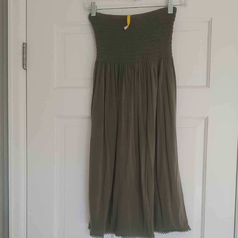 LOLE Olive Green Smocked Dress womens sz m